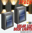 2 Pack New Solar Deck Lights Outdoor Waterproof LED Steps Lamps For Stairs Fence
