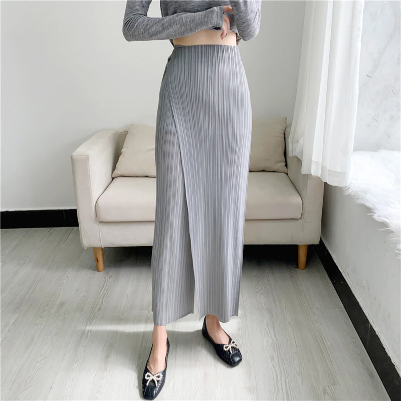 Straight Oblique Loose Slimming Casual Pleated Pants