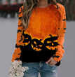 Halloween Cartoon Print Sweatshirt Long Sleeve Pullover Tops Women