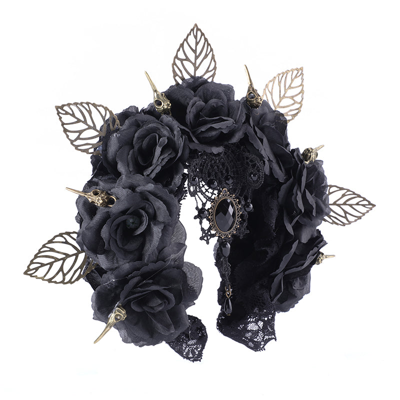 Dark Bird Bone Hair Hoop Halloween Rose