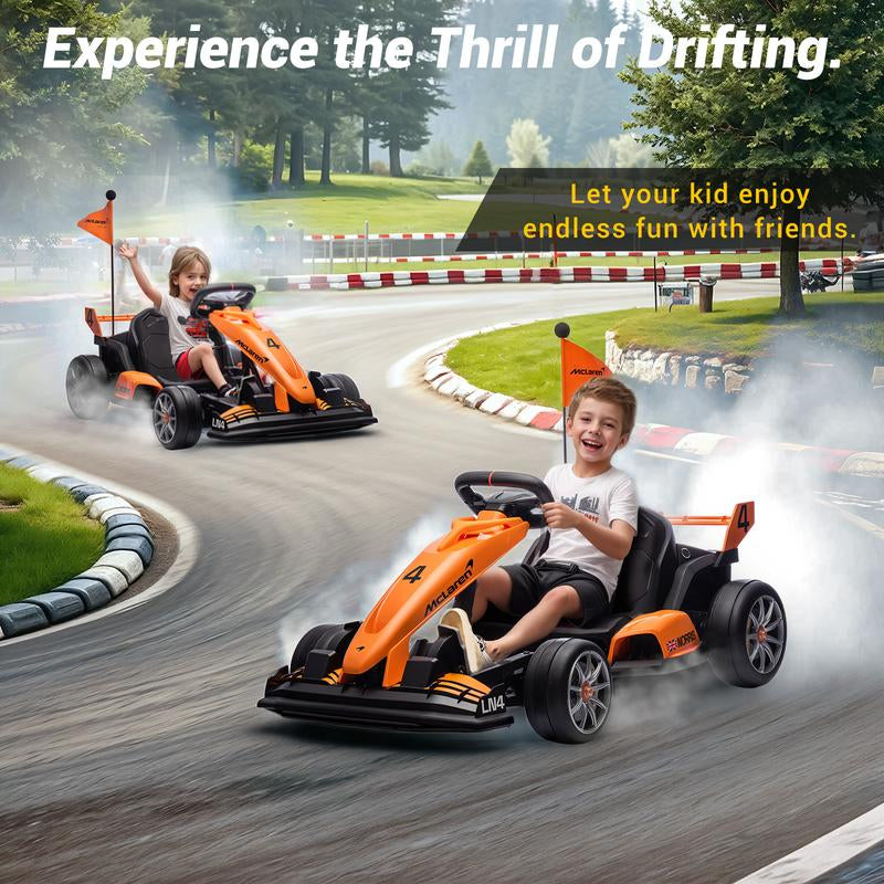 First Ride on 24V/36V Kids Electric Drift Go Kart 7.5MPH Ride on Race Car with Adjustable Seat Dual 200W Motors Fast Fun Toy for Boys - Trike, Black Friday & Cyber Monday, Christmas Gift for Kids