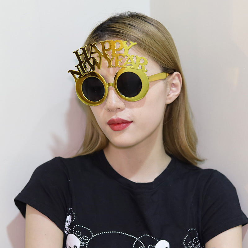 Creative 2024 Happy New Year Party Glasses Supplies Photo Props Holiday Dance Dress Up Funny Glasses