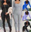 Square Neck And Buttocks Lifting Slim Fitting Jumpsuit