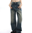 Waisted Straight Tube Retro Jeans With Loose Fitting Wide Leg High Street Mop Pants