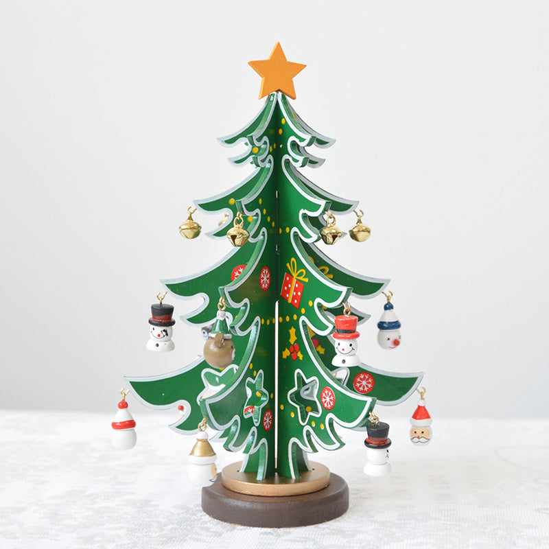 Combination Three-dimensional Pendant Villain Wooden Christmas Tree Ornament