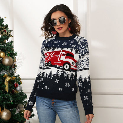 Snowflake ladies pullover long-sleeved jacquard knit
