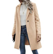 Button reversible trench coat Women's solid color pocket loose long sleeve woolen coat coat