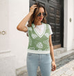 Mushroom jacquard diamond vest sweater