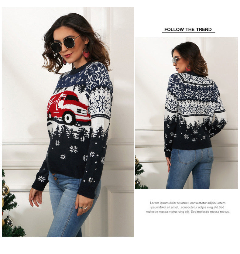 Snowflake ladies pullover long-sleeved jacquard knit