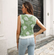 Mushroom jacquard diamond vest sweater
