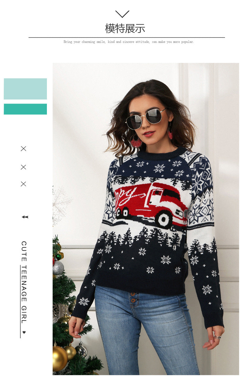 Snowflake ladies pullover long-sleeved jacquard knit