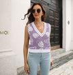 Mushroom jacquard diamond vest sweater