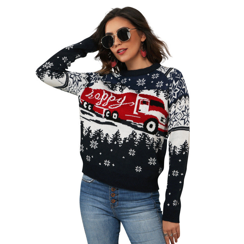 Snowflake ladies pullover long-sleeved jacquard knit
