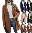 Button reversible trench coat Women's solid color pocket loose long sleeve woolen coat coat