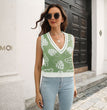 Mushroom jacquard diamond vest sweater