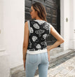 Mushroom jacquard diamond vest sweater
