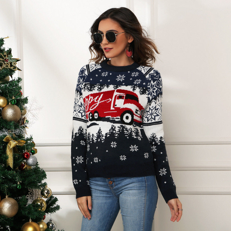 Snowflake ladies pullover long-sleeved jacquard knit
